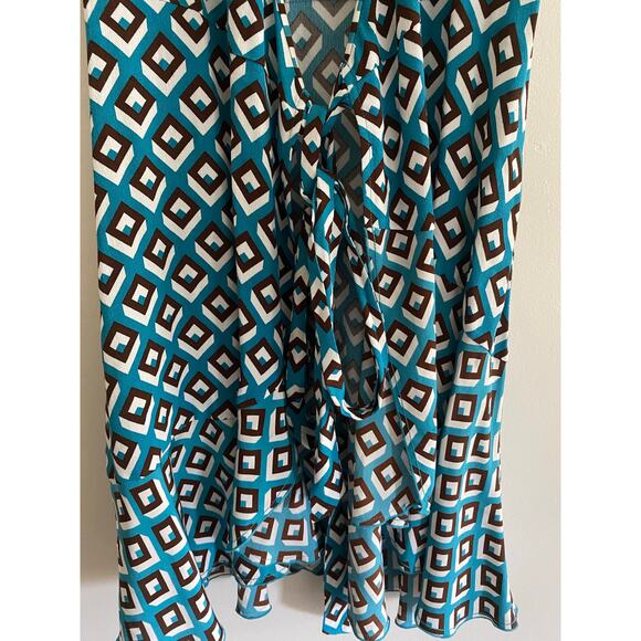 DIANE VON FURSTENBERG Avaya Blue Printed Dress Size Small - Picture 5 of 8